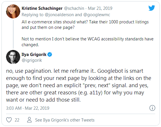 Googlebot достаточно умен, чтобы определять пагинацию
