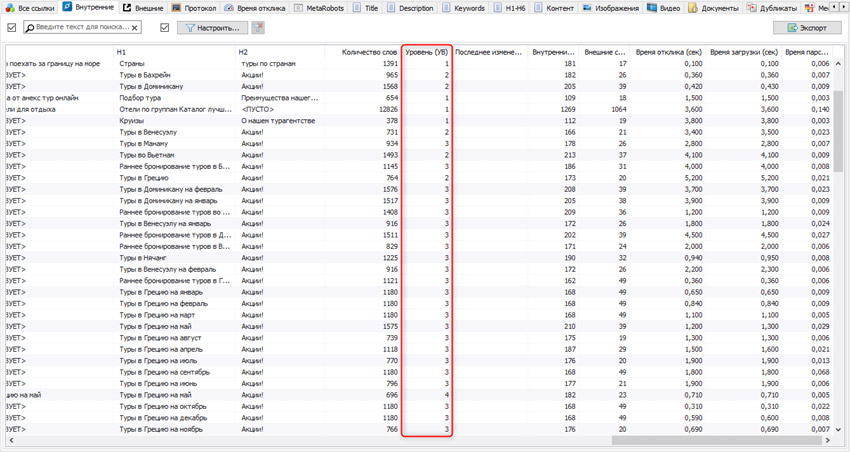 Проанализируйте уровень вложенности с помощью SiteAnalyzer