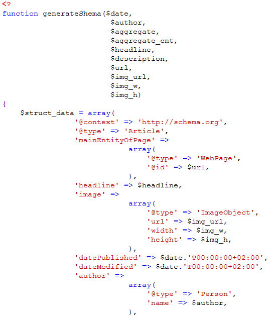 Генерация JSON-LD на языке PHP используя JSON