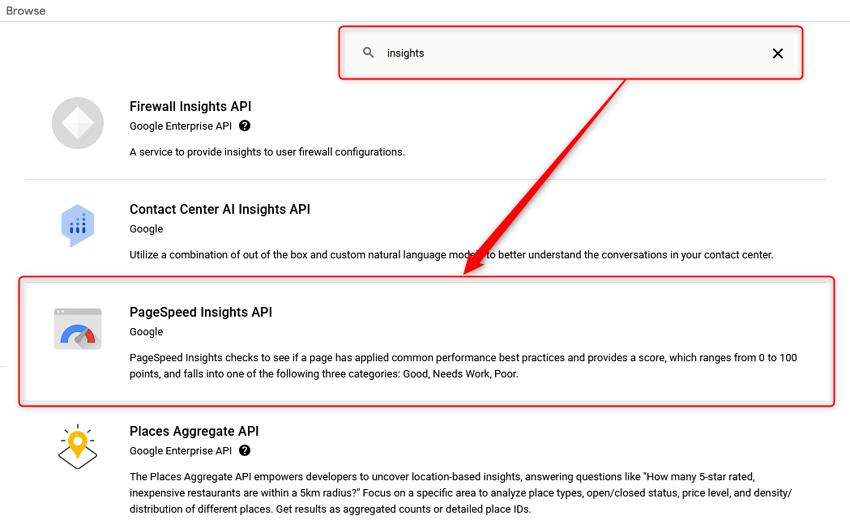 Получение PageSpeed Insights API
