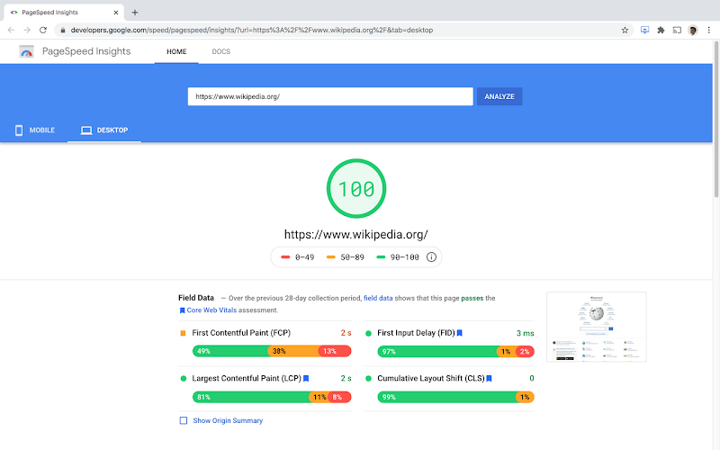 Браузерное расширение для SEO, Google PageSpeed Insights