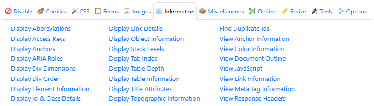 Браузерное расширение для SEO, Web Developer